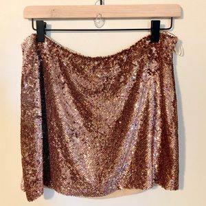 NWT Haute Hippie copper sequin mini skirt, large